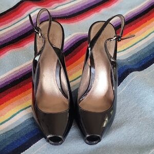 Elegant Black Peep-Toe Slingback Heels